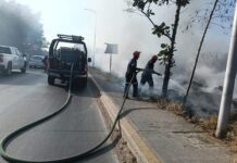 Incendio de pastizales moviliza a cuerpos de emergencia en la ribera del Atoyac