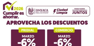 Municipio de Oaxaca de Juárez mantiene descuento del 6% en predial durante marzo