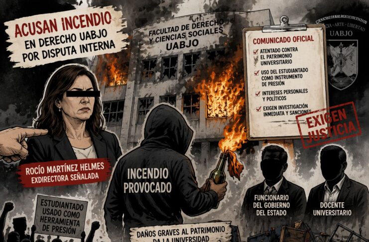 Acusan a exdirectora de Derecho UABJO por incendio y señalan operación política