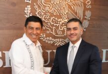 Harfuch y Salomón Jara evalúan y dan seguimiento a trabajos de seguridad en Oaxaca