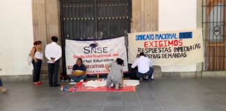 Integrantes del SNSE protestan en Palacio de Gobierno