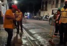 Mantiene Gobierno Municipal labores nocturnas de limpieza y mantenimiento en Oaxaca de Juárez