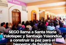 SEGO llama a Santa María Yolotepec y Santiago Yosondúa a construir la paz para el bienestar de familias