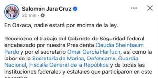 Lo había advertido y lo sostengo: Salomón Jara tras operativo en Juchitán, no habrán excepciones
