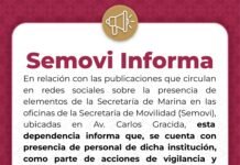 DESMIENTE SEMOVI DETENCIONES Y CATEOS; LA DEPENDENCIA OPERA CON NORMALIDAD
