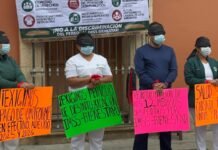Trabajadores de Salud protestan en sedes de la coordinación del IMSS Bienestar