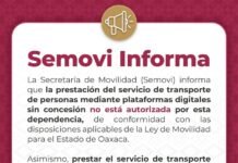 Servicios de transporte por aplicación no cuentan con autorización en Oaxaca